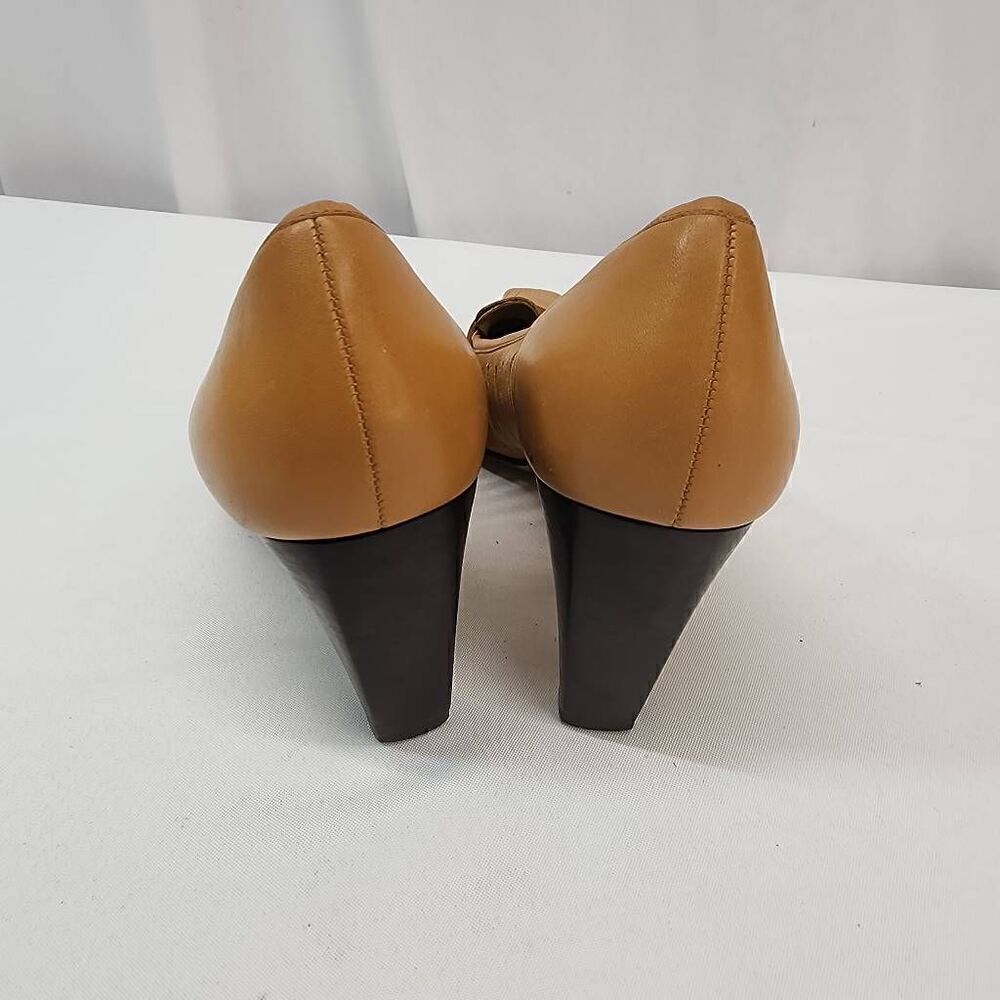 Enzo Angiolini Size 8.5 Tan Leather Square Toe Pump Heels L - Picture 5 of 12